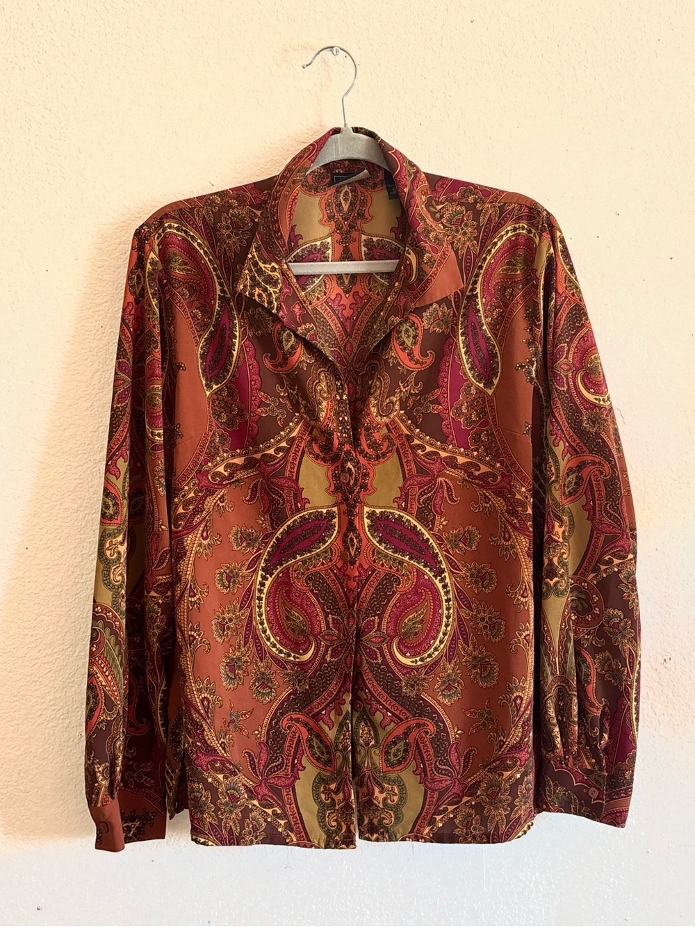 Laura Scott Men's Paisley Button-Down Shirt - Rust, Burgundy, Olive